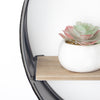 Metal and Wood Round Hanging Wall Shelf with Strap (33" x 19")